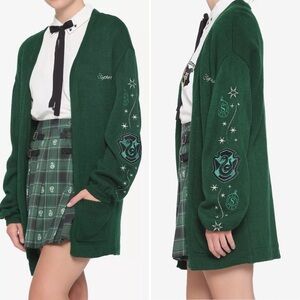 Harry Potter Wizarding World Slytherin Embroidered Cardigan Universal Sz S